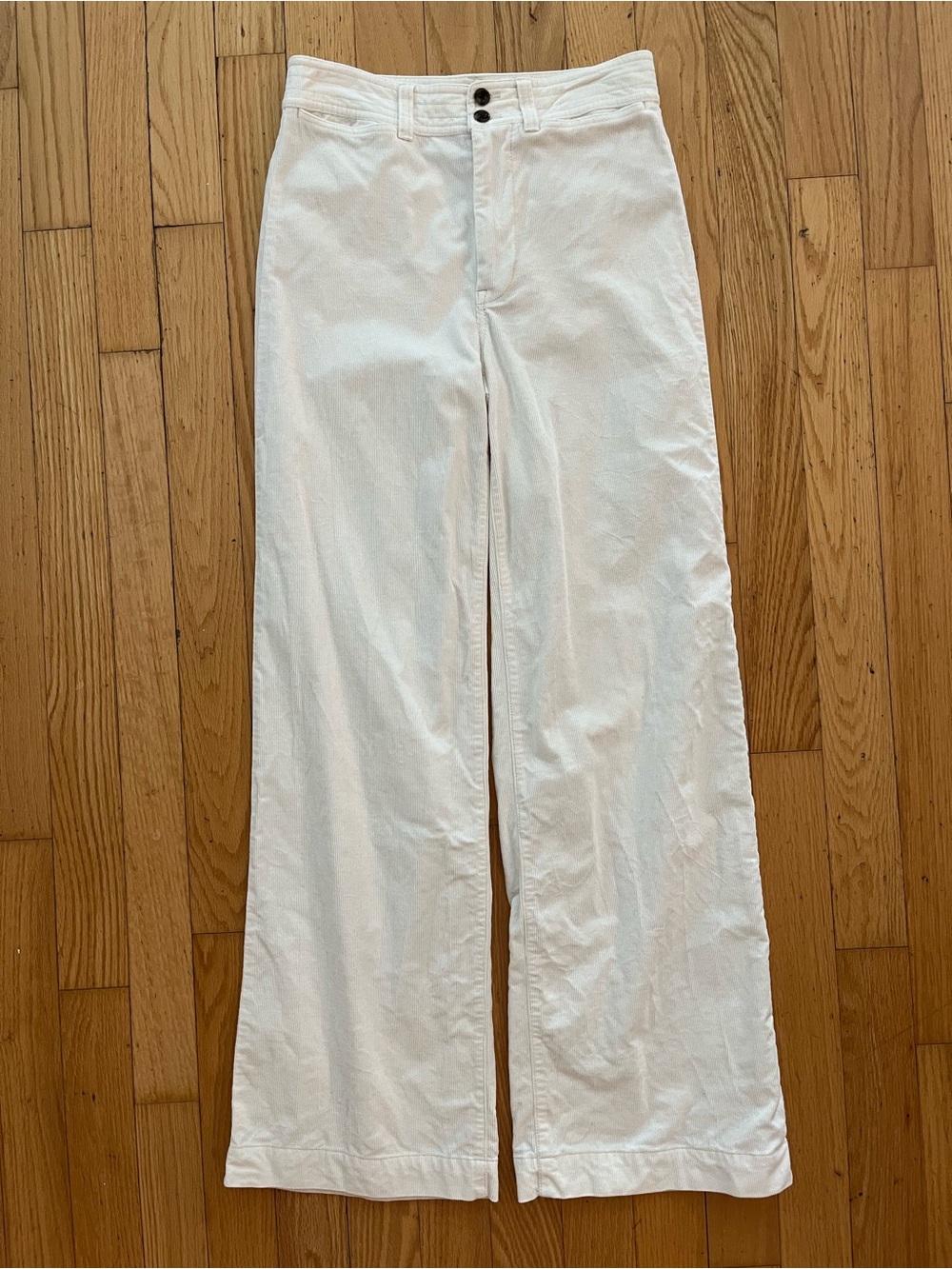 Faherty White Women’s Wide-Leg Terry Corduroy Pants